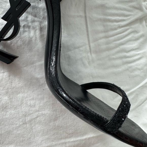 Yves Saint Laurent, YSL letter heel, YSL Opyum 110 Heels in Glitter/Black - Picture 6 of 15